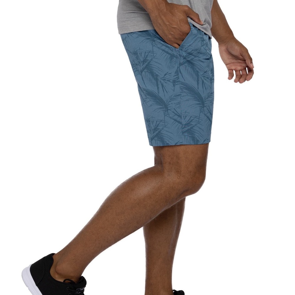 TravisMathew Jungle Oasis Shorts Blue Palm Leaf Print Mens 32 Golf Lifestyle 9" - Picture 2 of 7